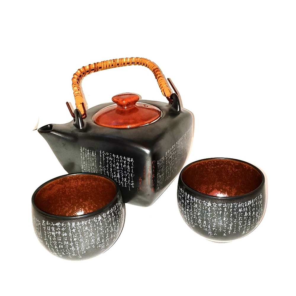 Japanese Miya Tea Set Calligraphy